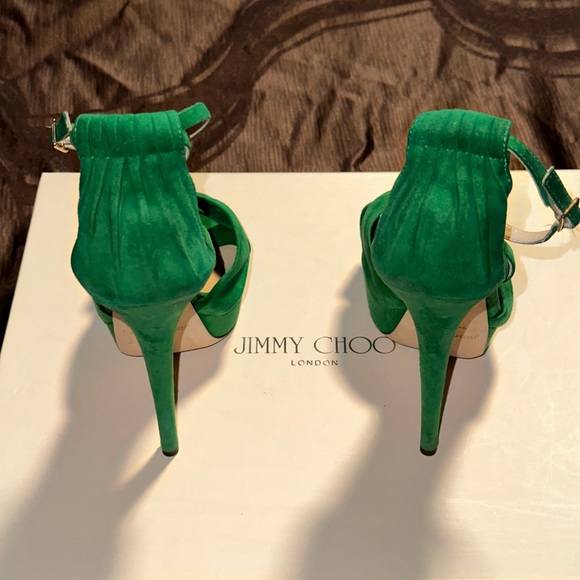 💯%Authentic JIMMY CHOO Greta Emerald Green Suede Sandals! $$PRICE DROP ALERT!! - Picture 4 of 11